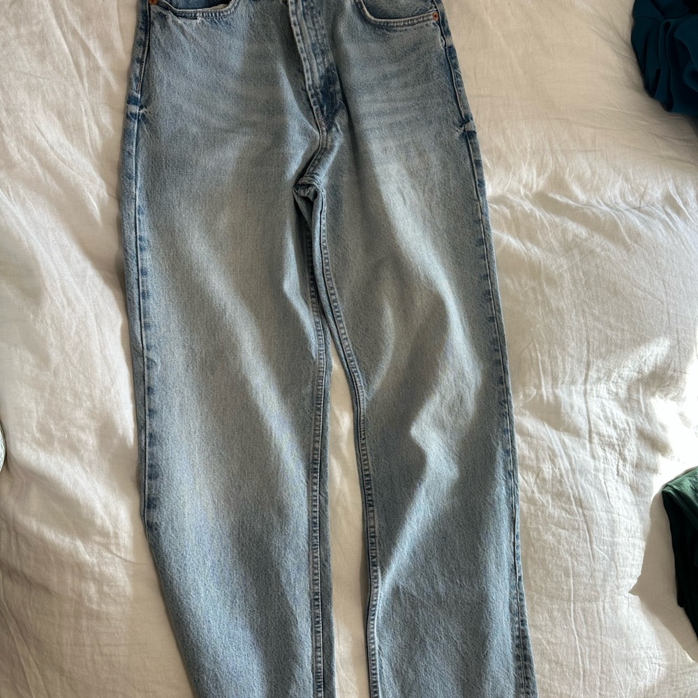 Zara high rise full length wide leg jeans